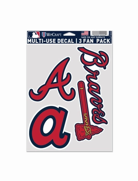 Atlanta Braves Wincraft MLB Team 3 Pack Decal Set