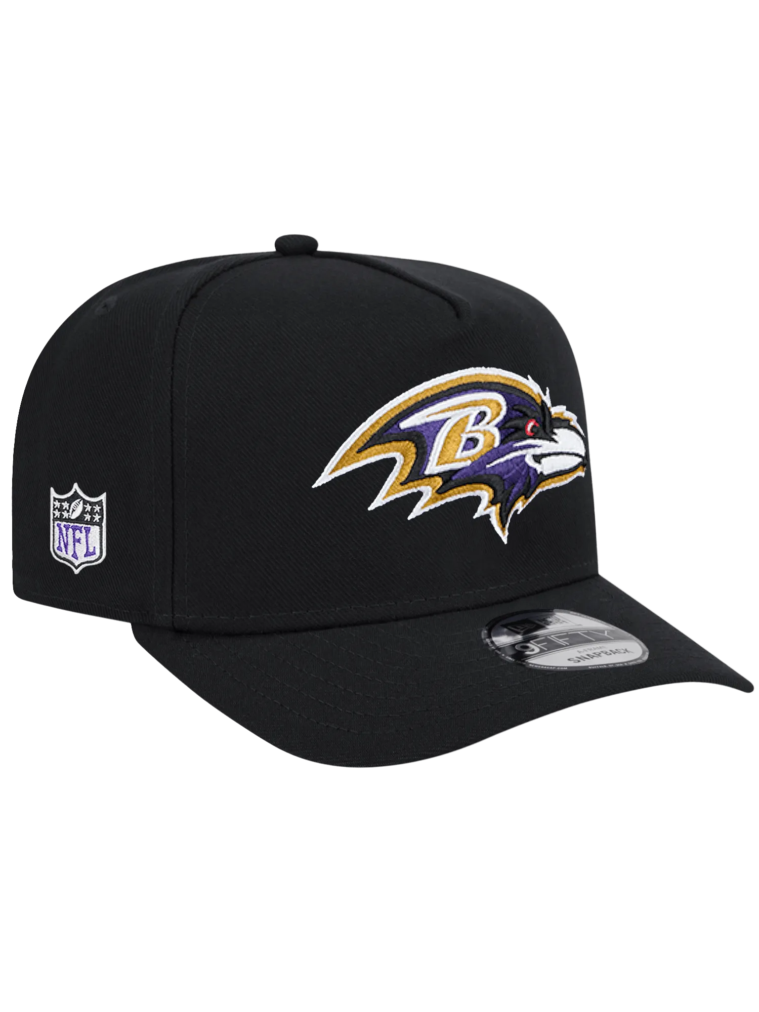 Baltimore Ravens New Era NFL Team 9FIFTY A-Frame Pre-Curved Snapback Hat - Black
