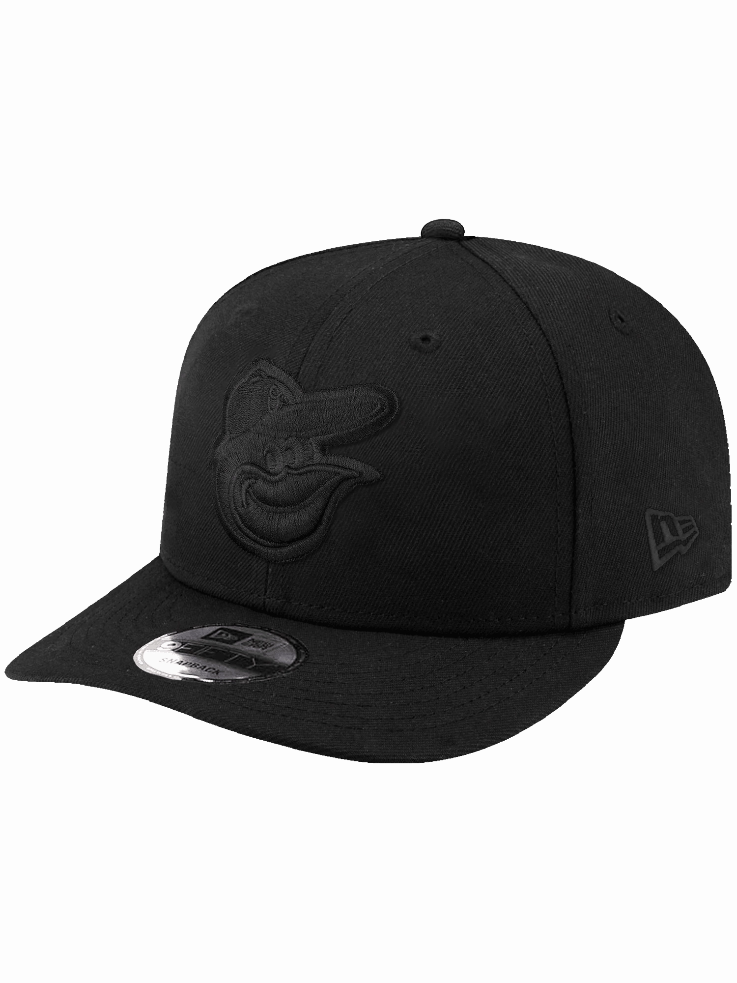 Baltimore Orioles New Era MLB Black On Black 9FIFTY Pre-Curved Snapback Hat