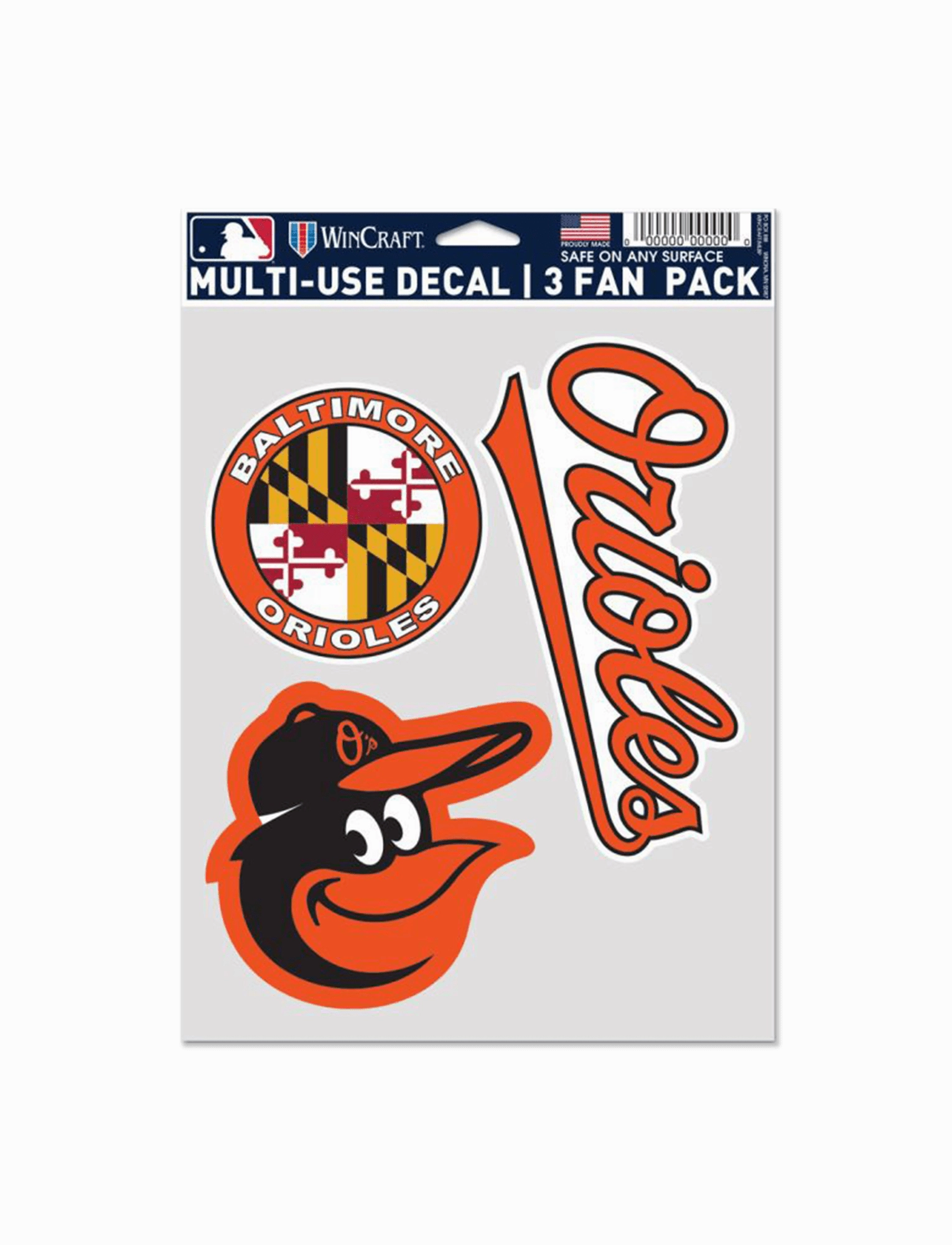 Baltimore Orioles Wincraft MLB Team 3 Pack Decal Set