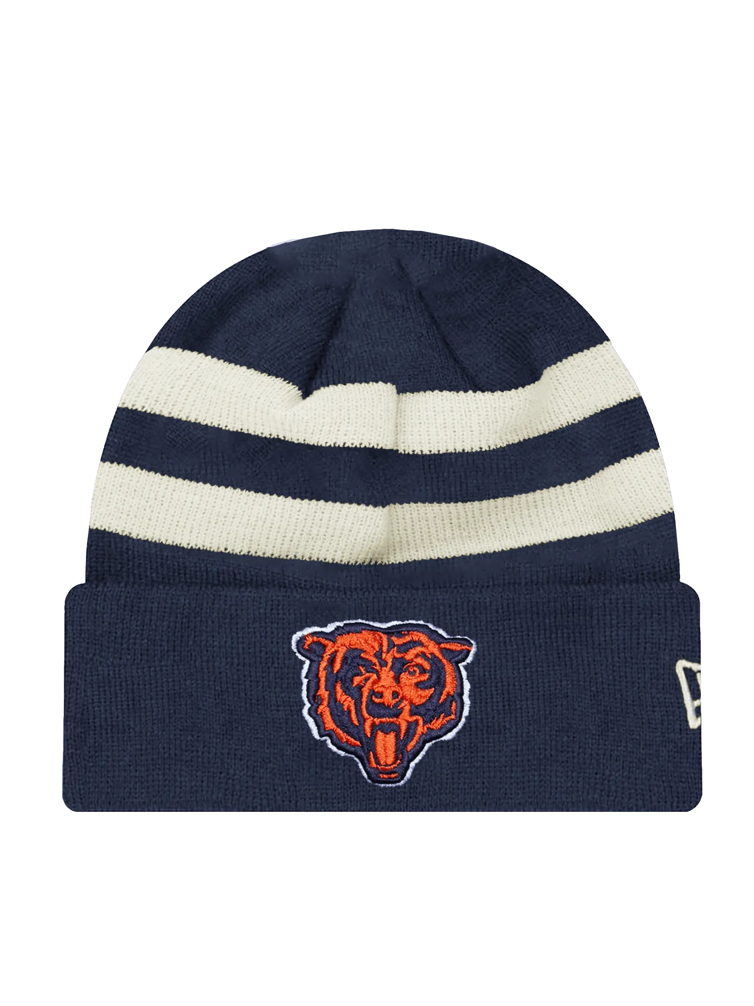 Chicago Bears New Era NFL Ivory Stripe Knit Beanie - Navy