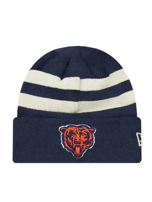 Chicago Bears New Era NFL Ivory Stripe Knit Beanie - Navy