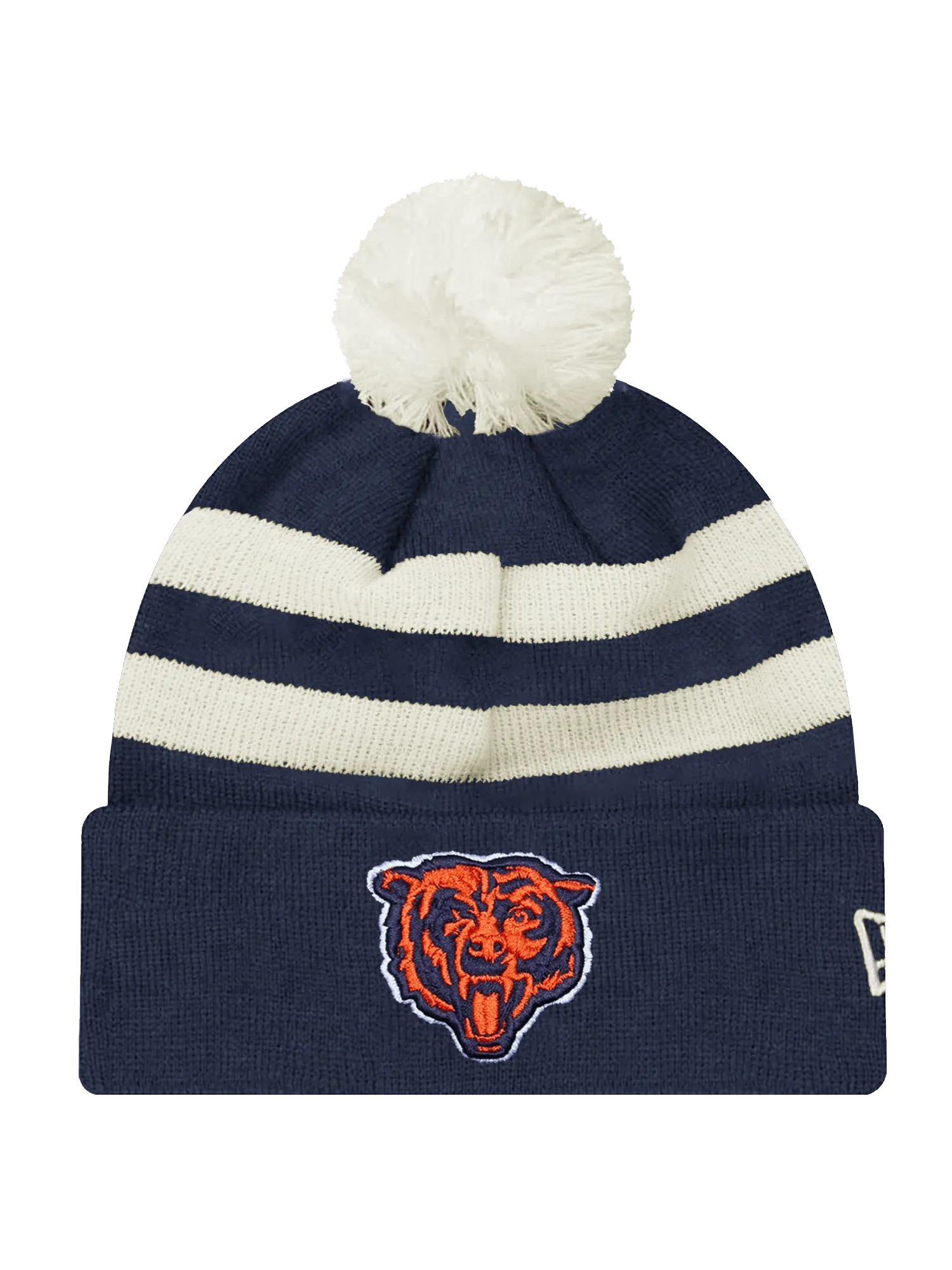 Chicago Bears New Era NFL Ivory Stripe Pom Knit Beanie - Navy