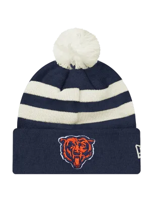 Chicago Bears New Era NFL Ivory Stripe Pom Knit Beanie - Navy