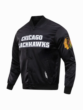 Chicago Blackhawks Pro Standard NHL Team Classic Satin Button Jacket - Black