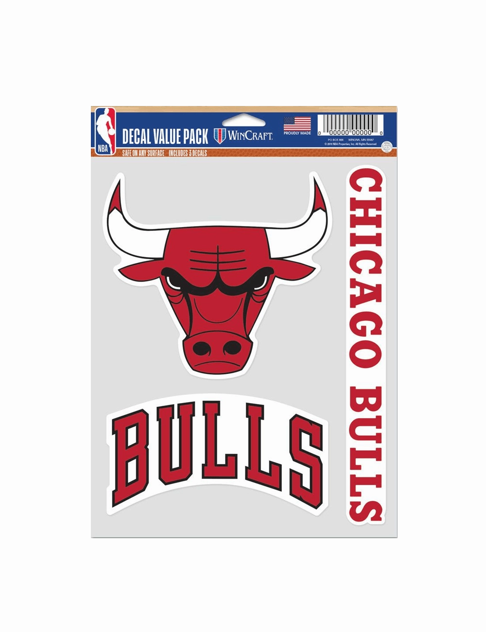 Chicago Bulls Wincraft NBA Multi Use Decal 3 Pack Set