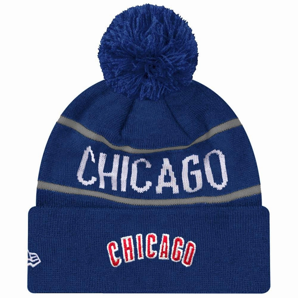 Chicago Cubs New Era MLB Grey Stripe Knit Beanie - Blue