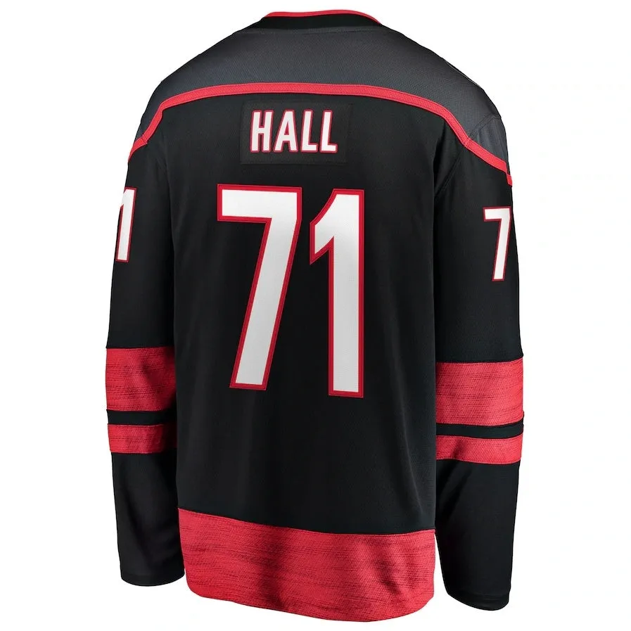 C.Hurricanes #71 Taylor Hall Fanatics Home Breakaway Jersey - Black Stitched American Hockey Jerseys