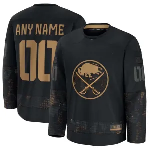 Custom B.Sabres Fanatics 2024 Military Appreciation Personalized Long Sleeve Practice Jersey - Black Stitched American Hockey Jerseys