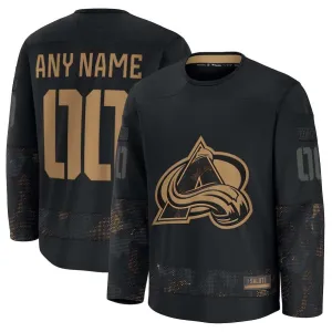 Custom C.Avalanche Fanatics 2024 Military Appreciation Personalized Long Sleeve Practice Jersey - Black Stitched American Hockey Jerseys