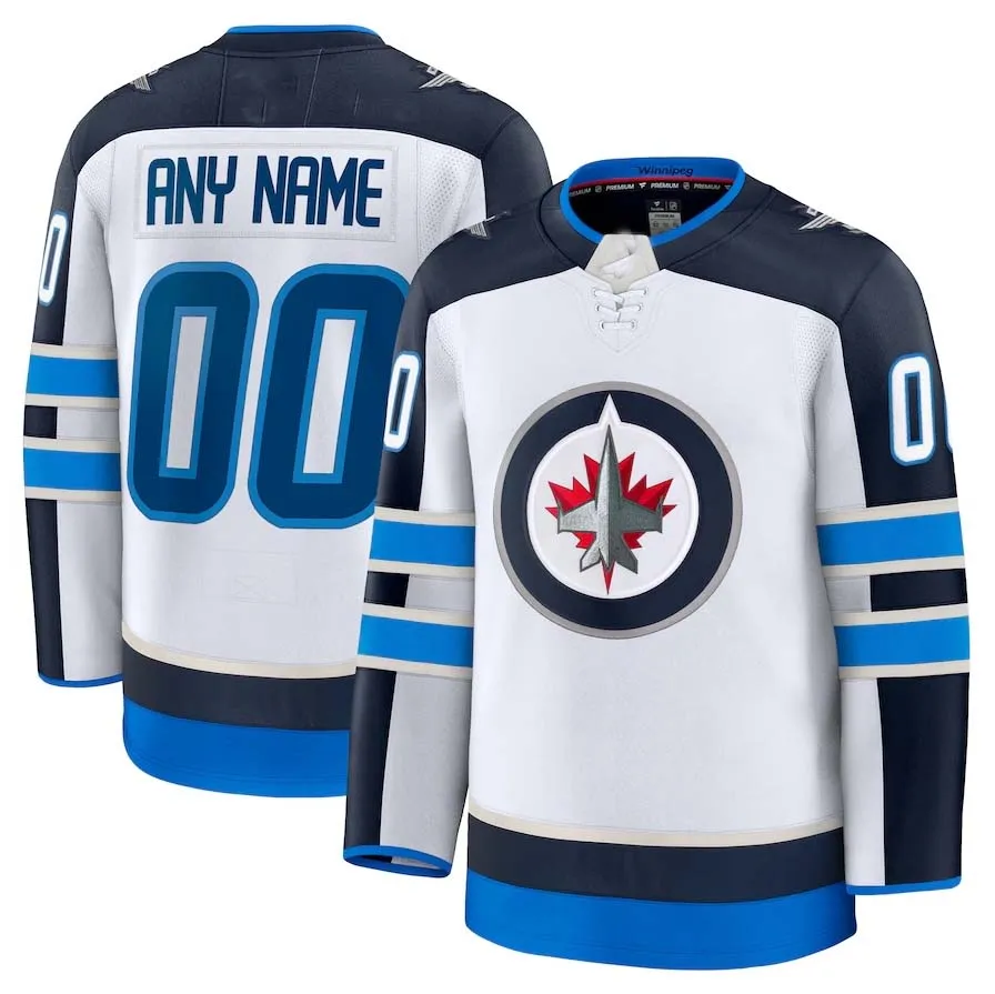 Custom W.Jets Fanatics Away Premium Jersey - White Stitched American Hockey Jerseys