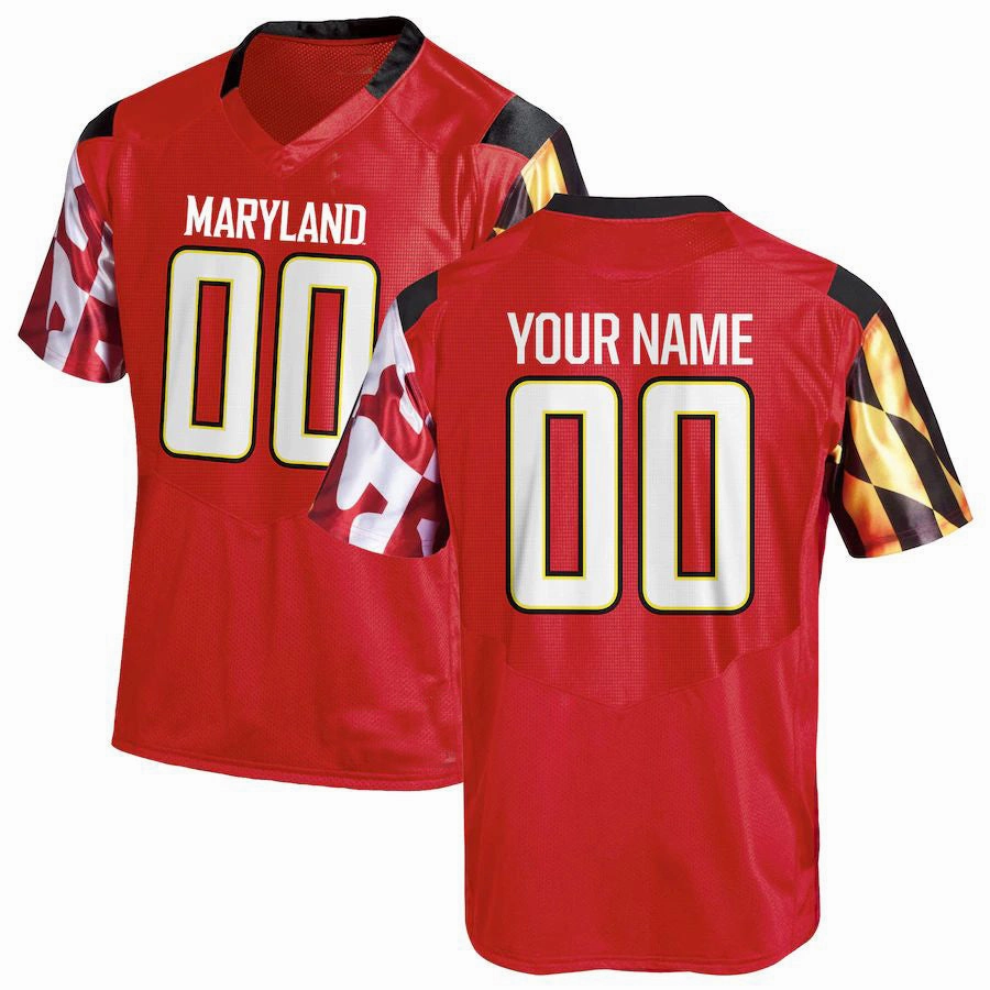 Custom M.Terrapins Under Armour Replica Jersey  Football Jersey  Red American Stitched College Jerseys