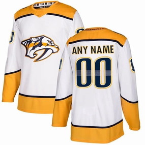 Custom N.Predators Away Authentic Jersey White Stitched American Hockey Jerseys