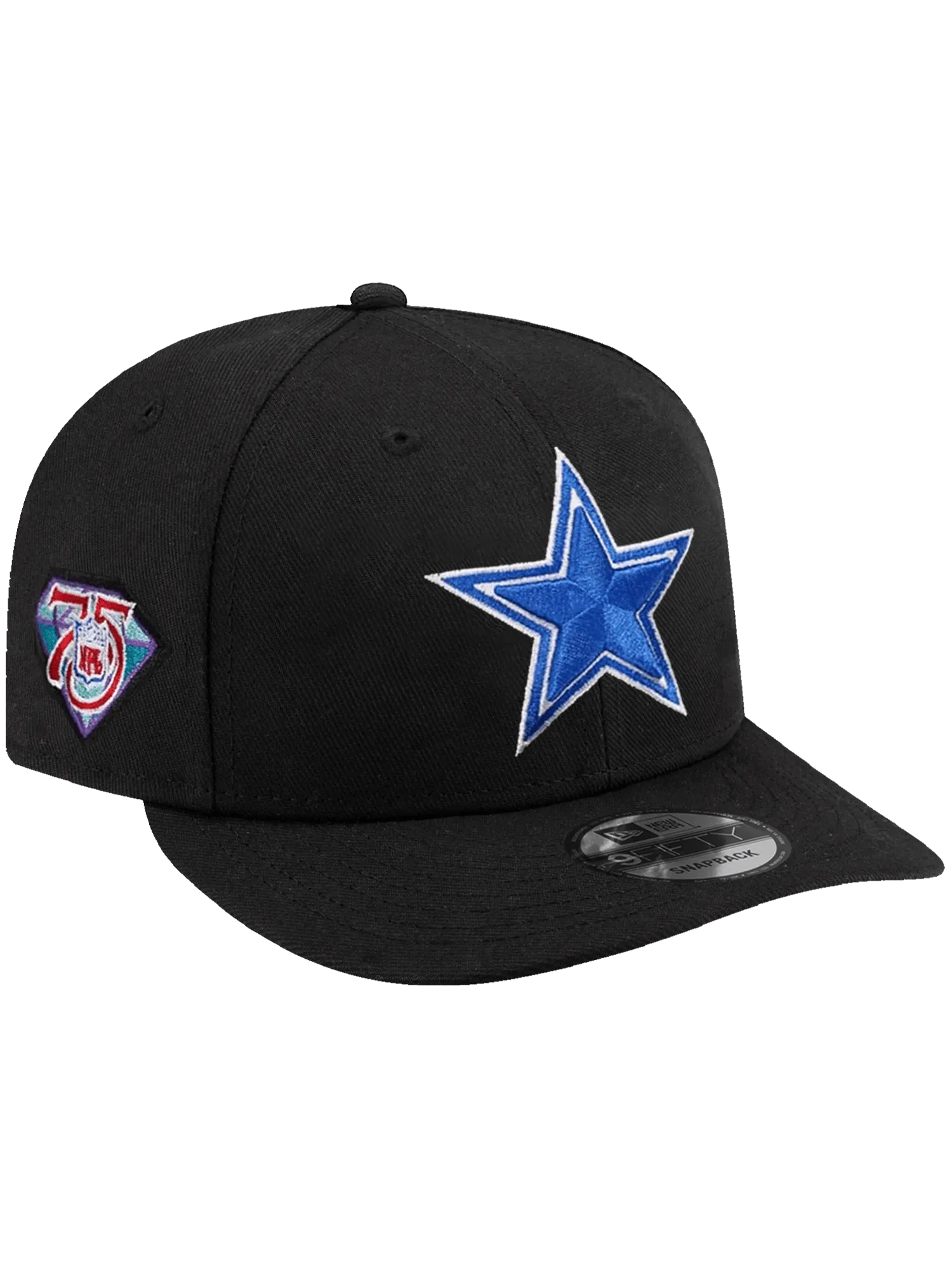 Dallas Cowboys New Era NFL 75th Ann Patch 9FIFTY Pre-Curved Snapback Hat - Black