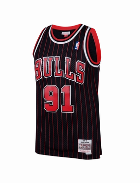 Dennis Rodman Chicago Bulls Mitchell & Ness NBA 95 Alt Road Swingman Jersey - Black