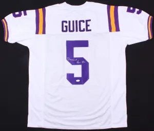 Derrius Guice Signed LSU Tigers White Jersey (JSA COA) Redskins Running Back