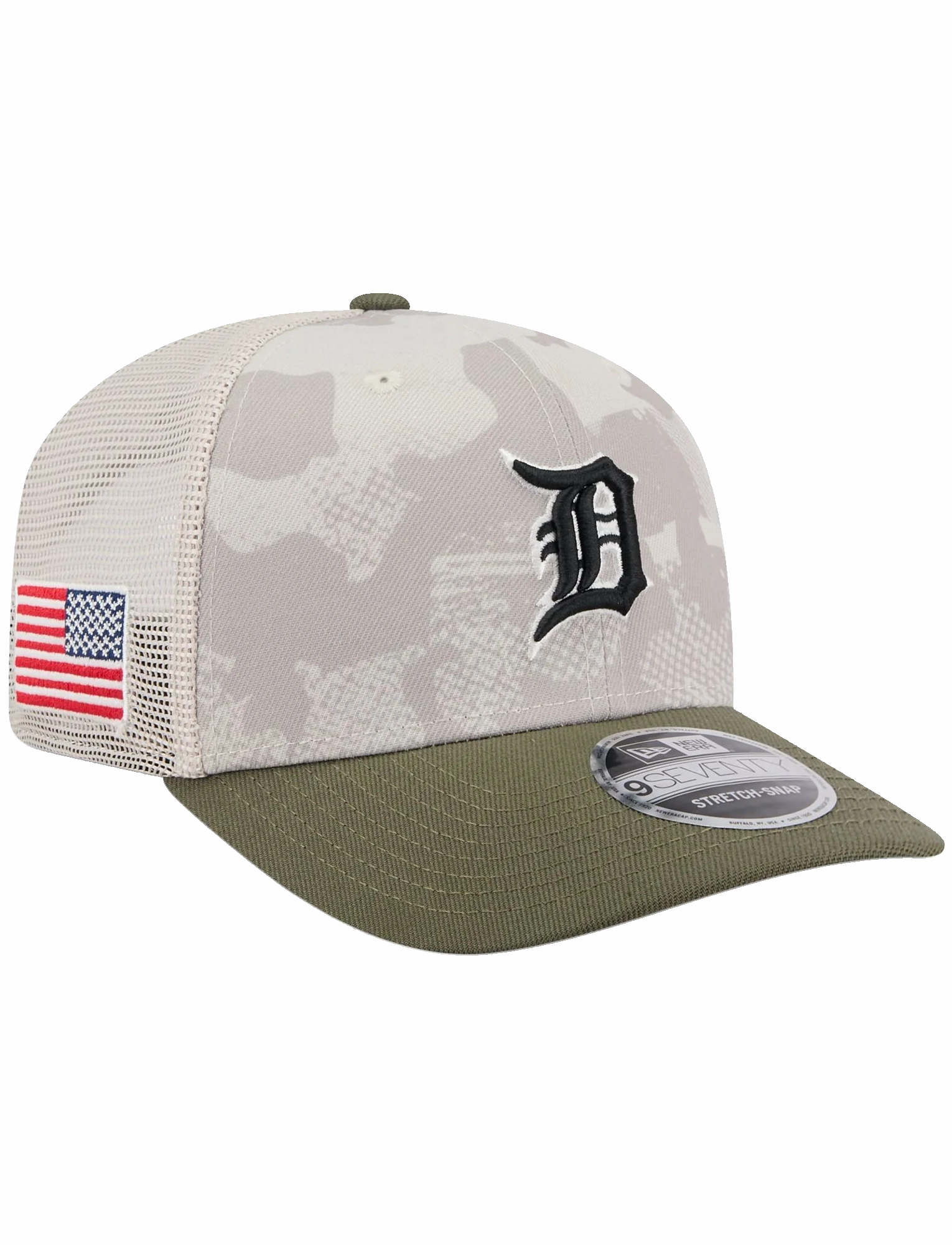 Detroit Tigers New Era MLB Armed Forces 2025 9SEVENTY Stretch-Snapback Hat