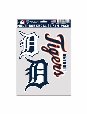 Detroit Tigers Wincraft MLB Team 3 Pack Decal Set