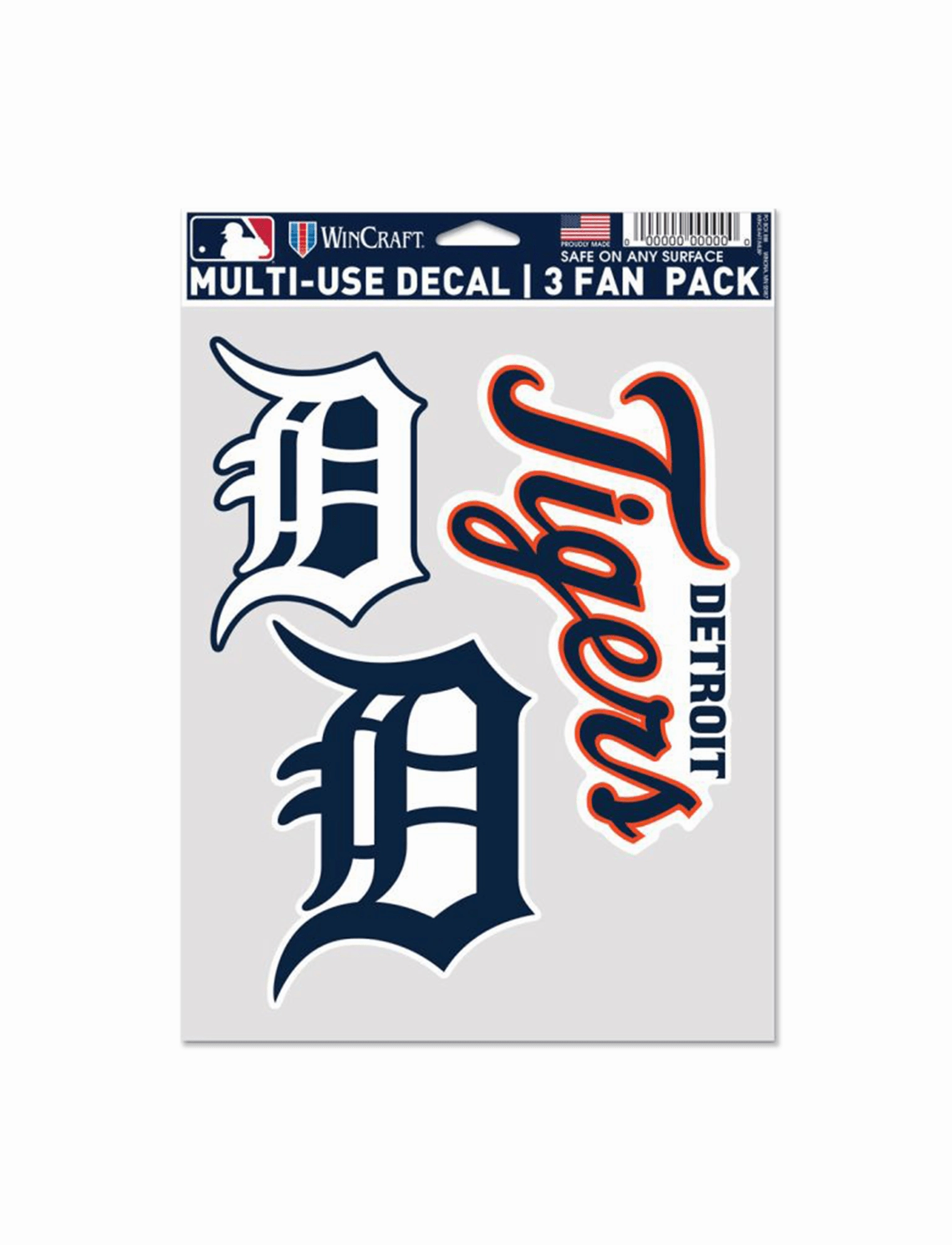 Detroit Tigers Wincraft MLB Team 3 Pack Decal Set