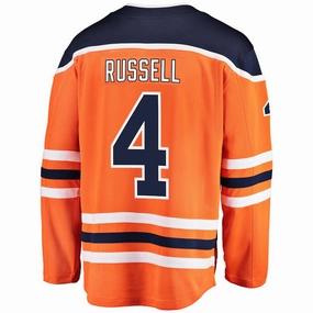 E.Oilers #4 Kris Russell Fanatics Branded Breakaway Player Jersey Orange Stitched American Hockey Jerseys