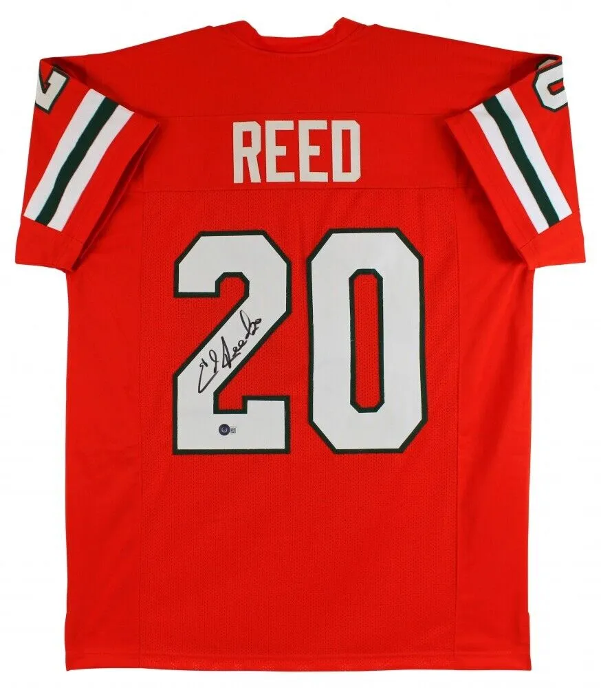 Ed Reed Signed Miami Hurricane Jersey (Beckett) Baltimore Ravens 9xPro Bowl D.B.