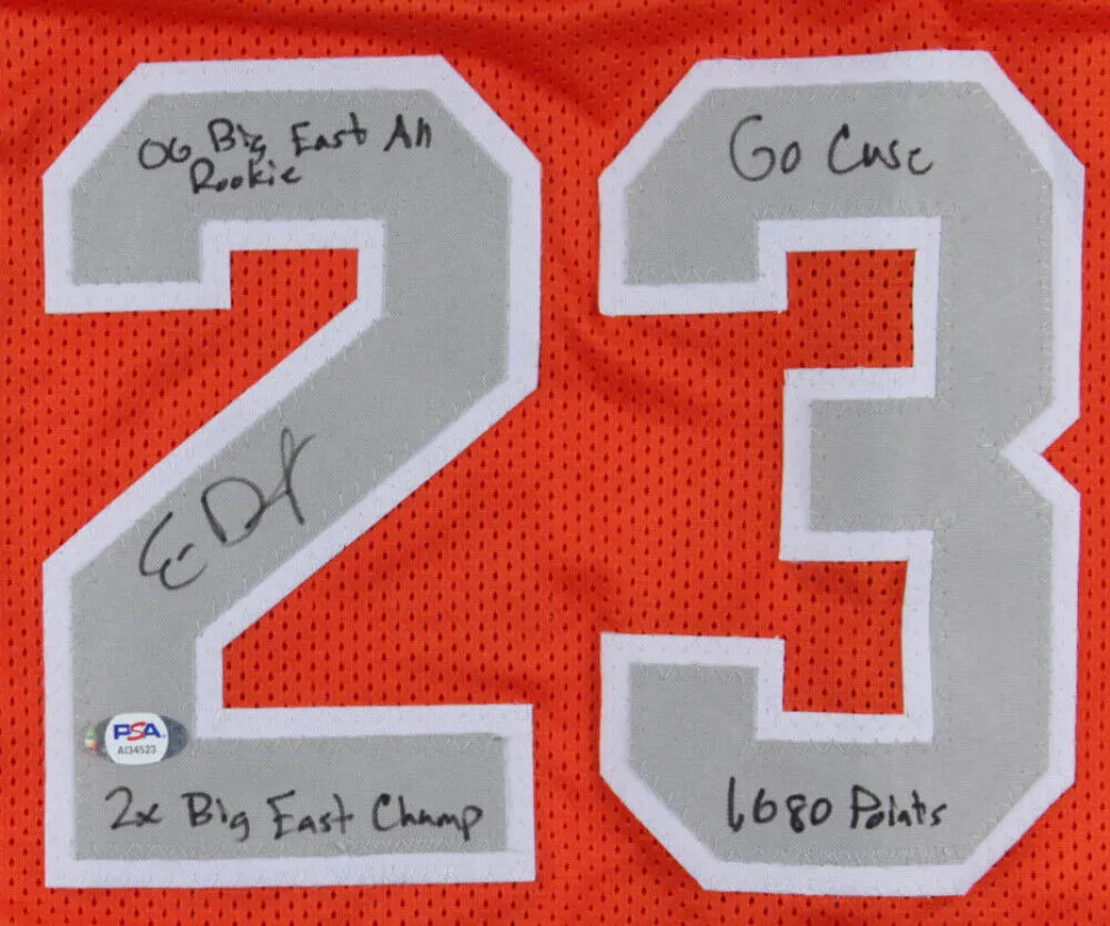 Eric Devendorf Signed Syracuse Orange Jersey with Multiple Inscriptions PSA Holo
