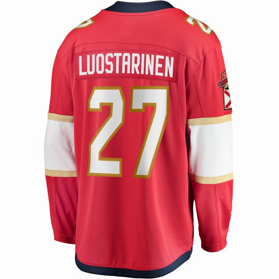 F.Panthers #27 Eetu Luostarinen Fanatics Branded Home Breakaway Player Jersey  Red Stitched American Hockey Jerseys