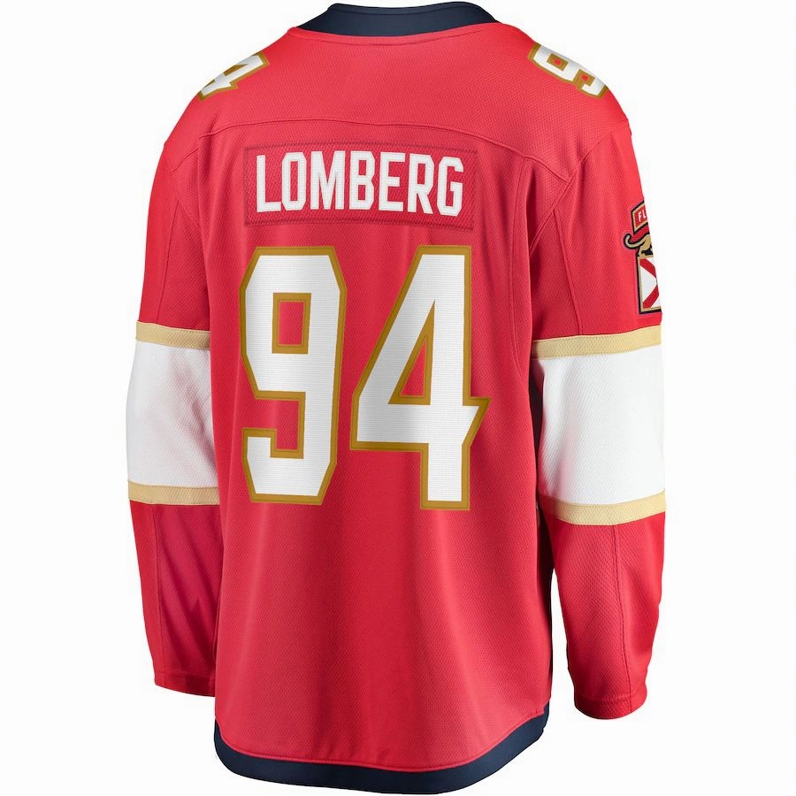 F.Panthers #94 Ryan Lomberg Fanatics Branded Home Breakaway Player Jersey Red Stitched American Hockey Jerseys