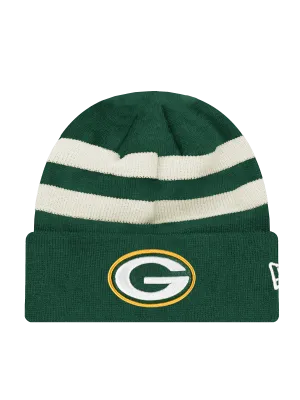 Green Bay Packers New Era NFL Ivory Stripe Knit Beanie - Green