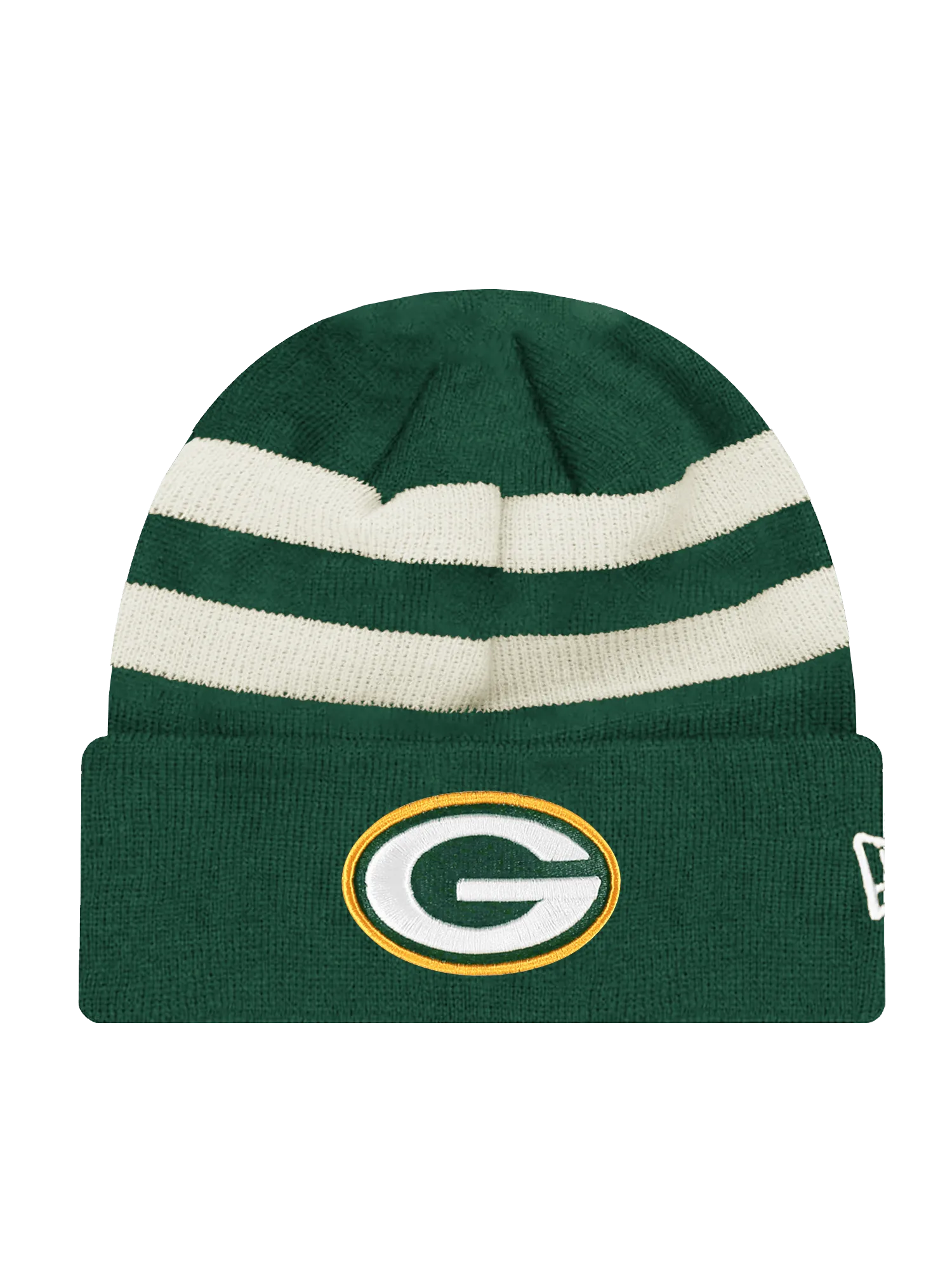 Green Bay Packers New Era NFL Ivory Stripe Knit Beanie - Green