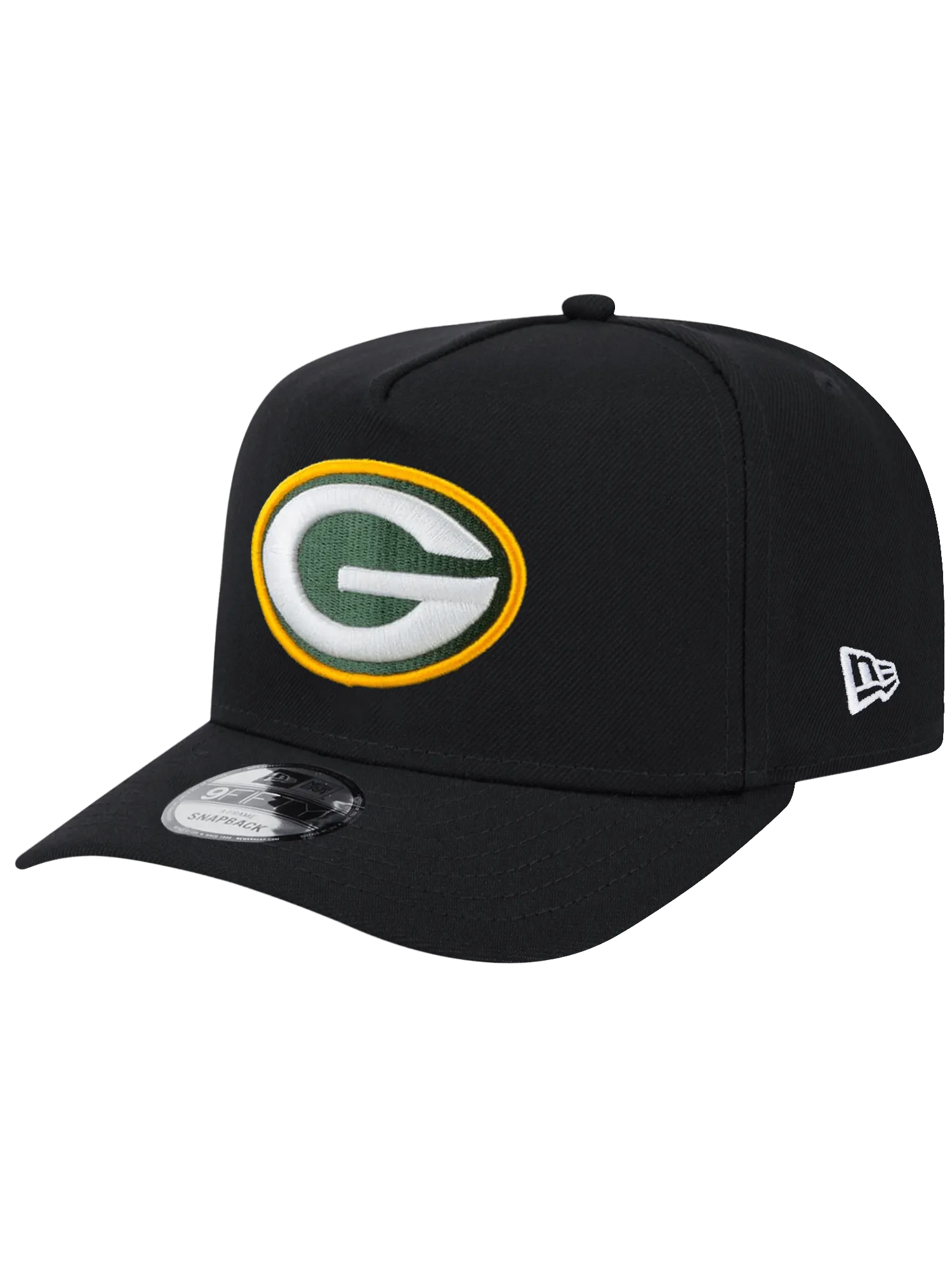 Green Bay Packers New Era NFL Team 9FIFTY A-Frame Pre-Curved Snapback Hat - Black