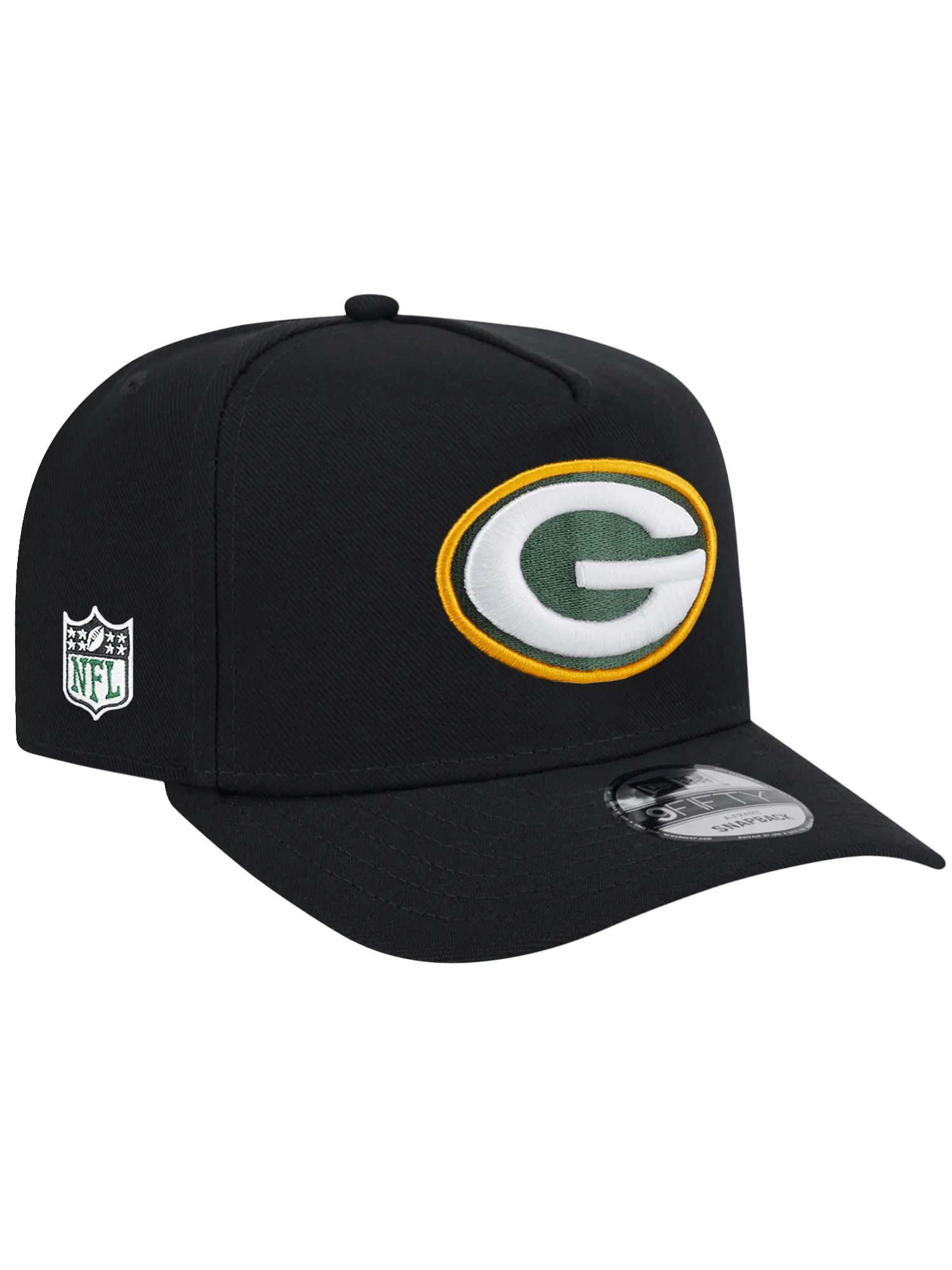 Green Bay Packers New Era NFL Team 9FIFTY A-Frame Pre-Curved Snapback Hat - Black