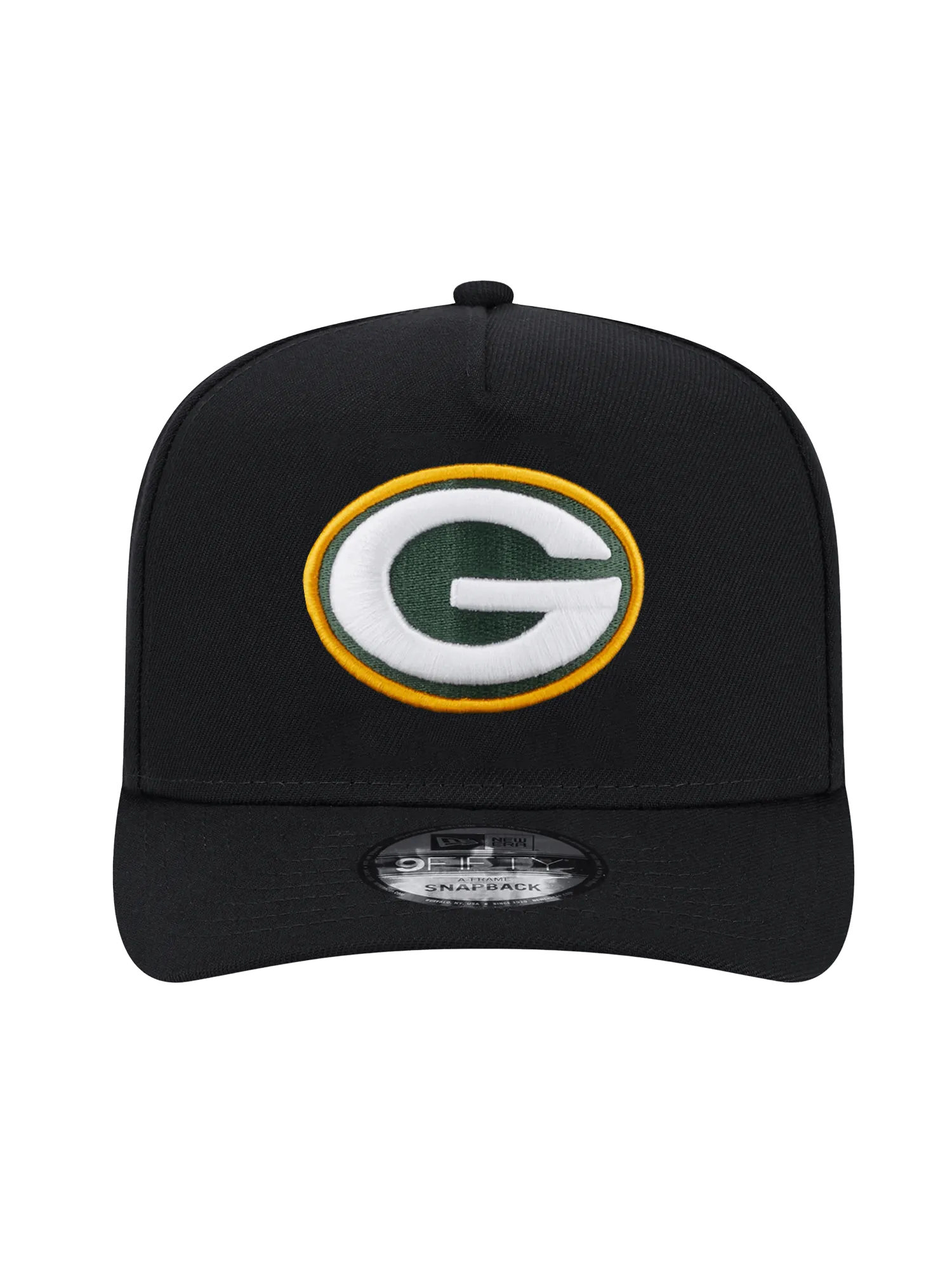 Green Bay Packers New Era NFL Team 9FIFTY A-Frame Pre-Curved Snapback Hat - Black