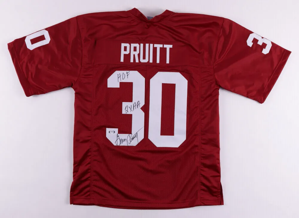 Greg Pruitt Signed Oklahoma Sooners Jersey Inscribed "HOF" & "2x AA" (PSA COA)