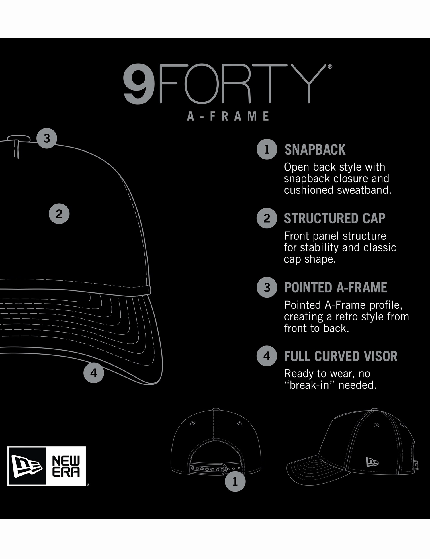 Houston Rockets New Era NBA Team 9FORTY A-Frame Snapback Hat - Black