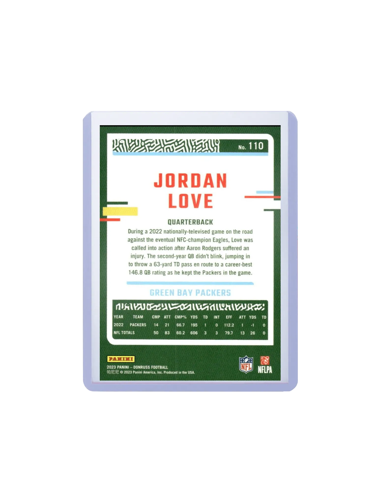 Jordan Love Green Bay Packers Panini NFL 23-24 Donruss Card