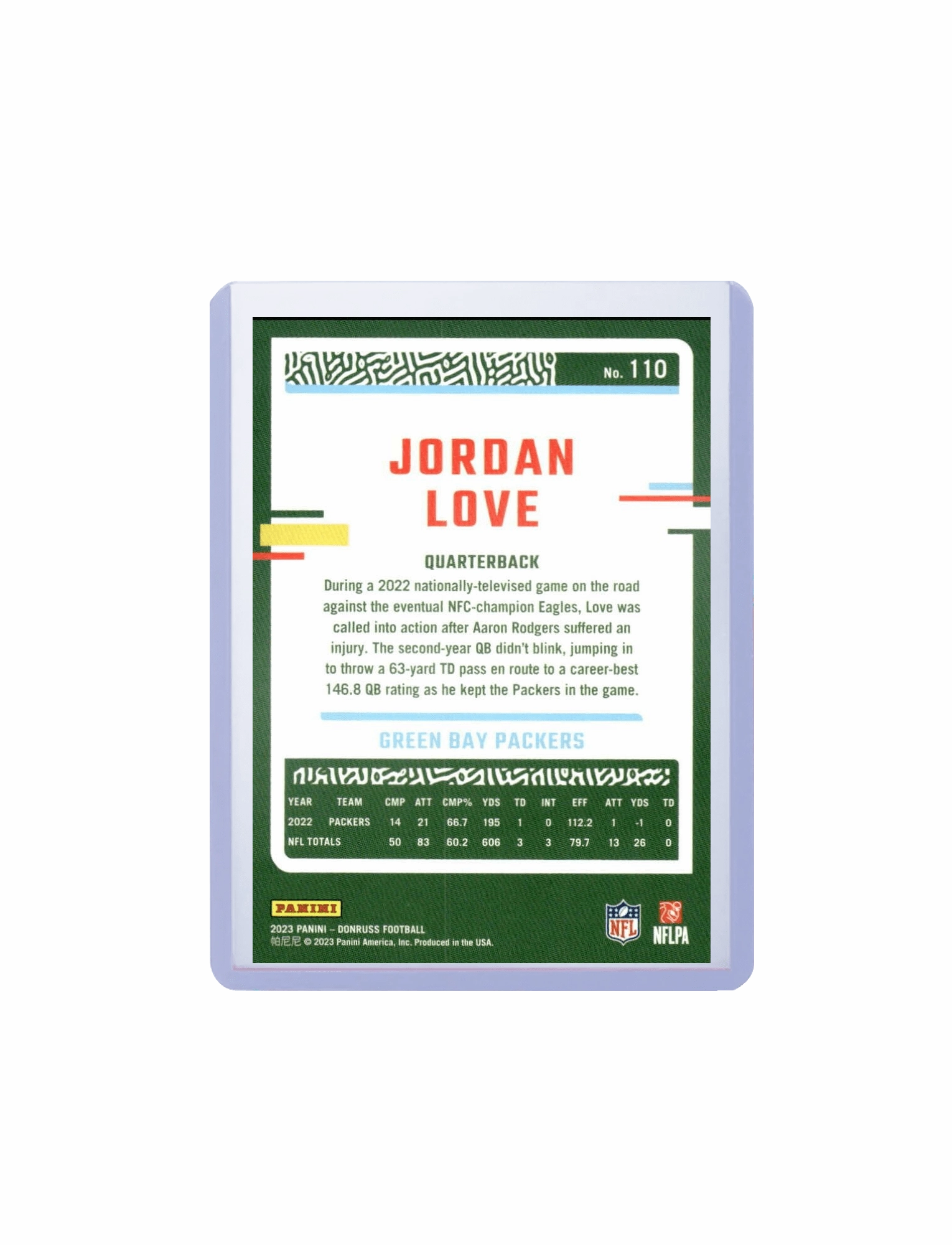 Jordan Love Green Bay Packers Panini NFL 23-24 Donruss Card