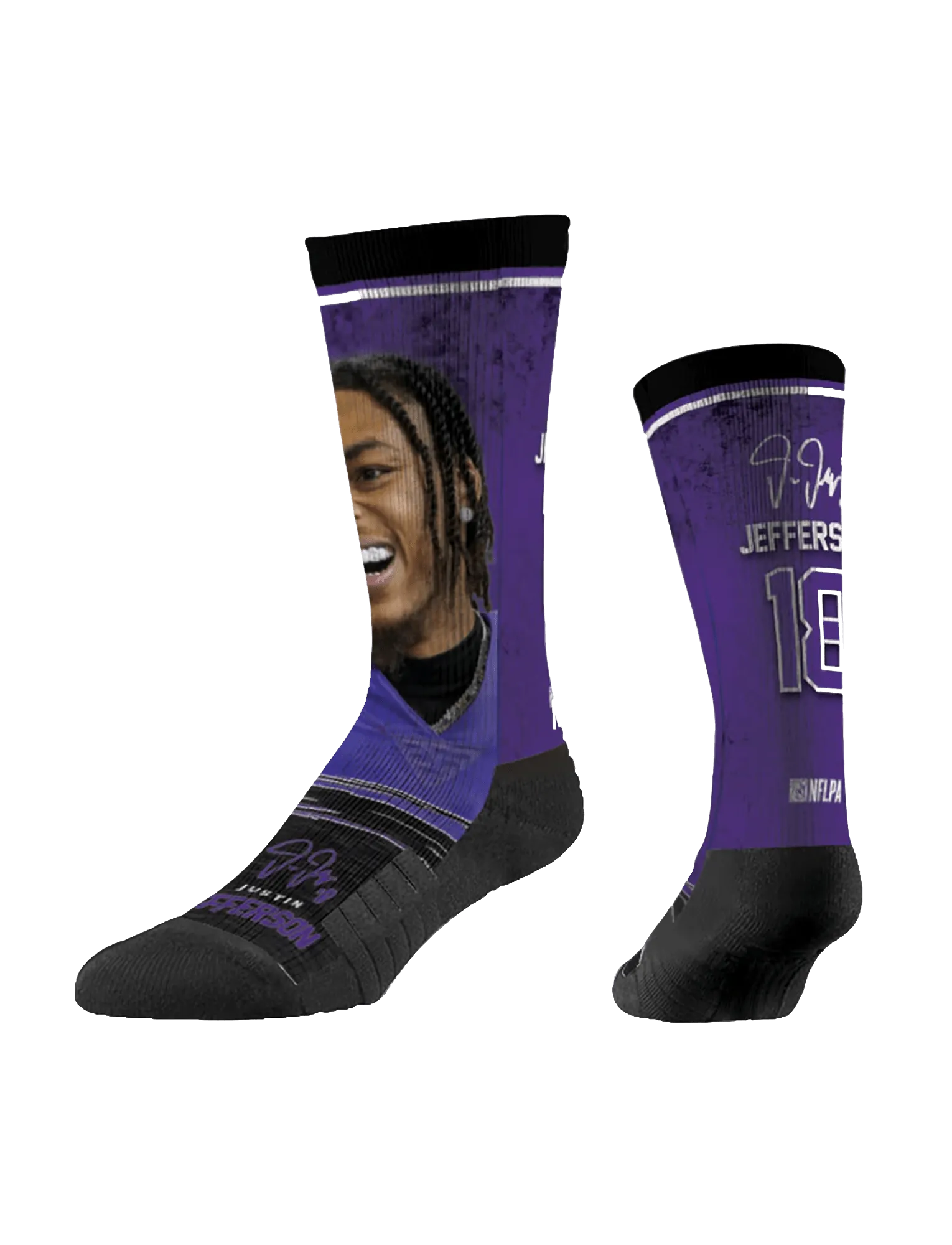 Justin Jefferson Minnesota Vikings Strideline NFL Profile Premium Sub Crew Socks
