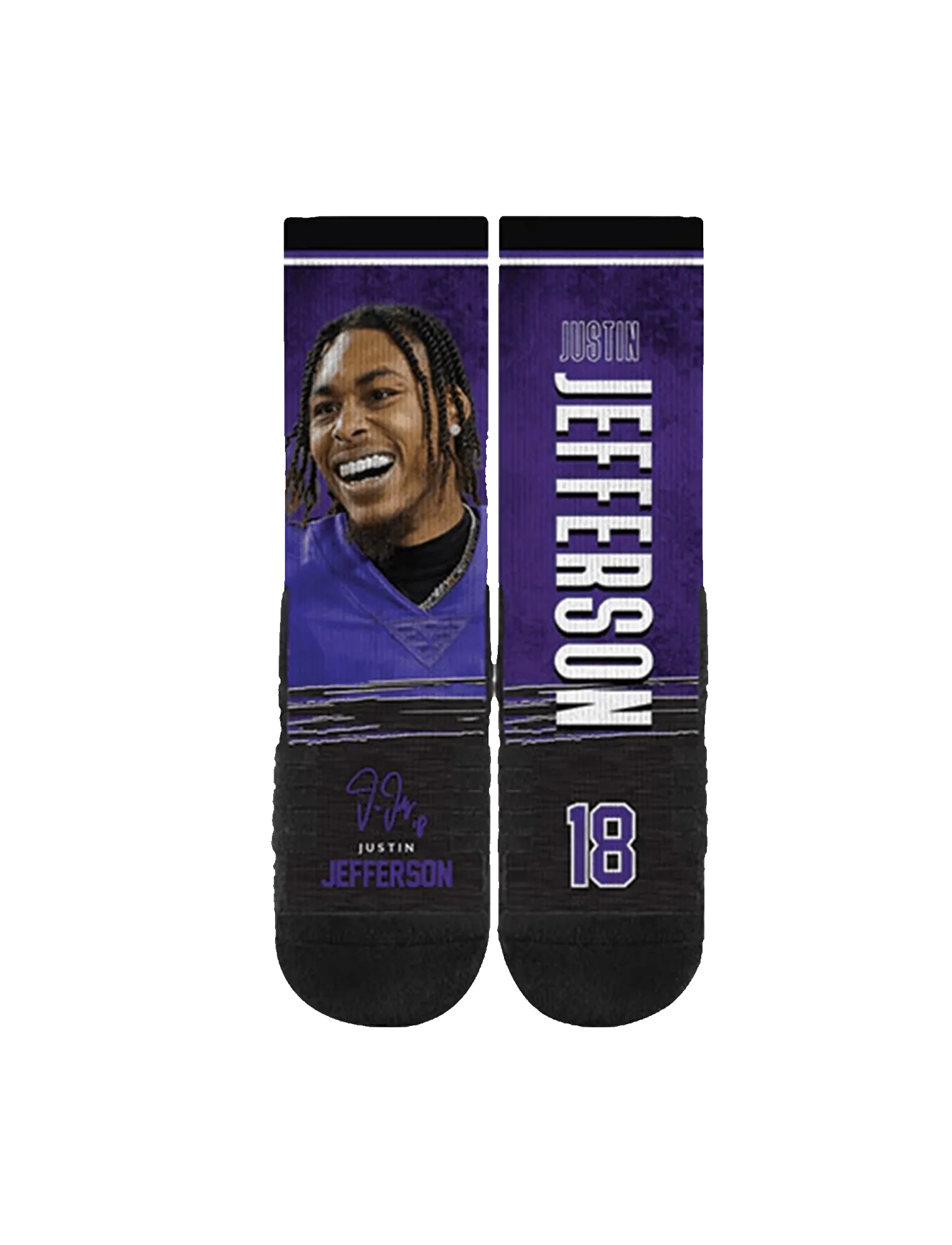 Justin Jefferson Minnesota Vikings Strideline NFL Profile Premium Sub Crew Socks