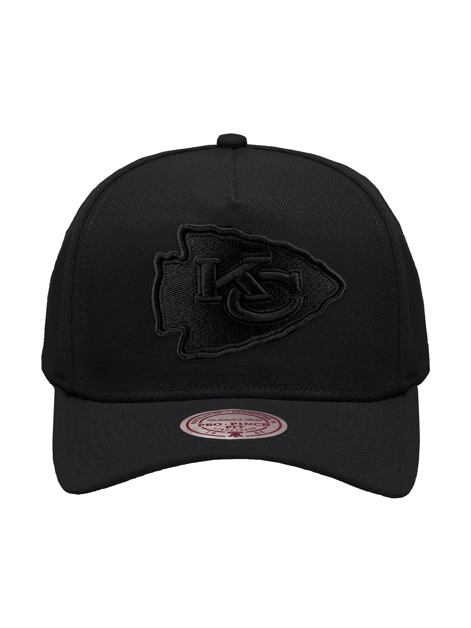 Kansas City Chiefs Mitchell & Ness NFL Black On Black Pro Pinch Snapback Hat