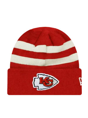 Kansas City Chiefs New Era NFL Ivory Stripe Knit Beanie - Red