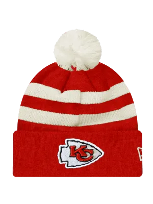Kansas City Chiefs New Era NFL Ivory Stripe Pom Knit Beanie - Red