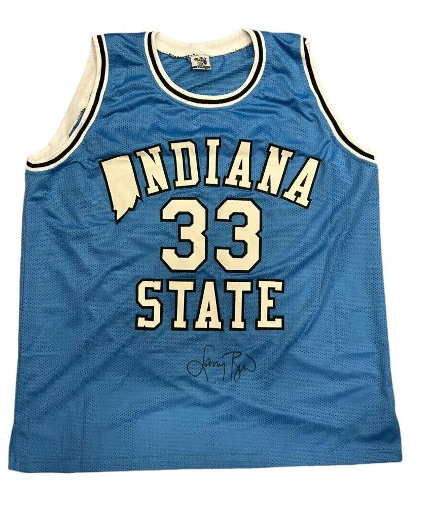 Larry Bird Signed Indiana State Sycamore Jersey (Bird Player Holo) Celtics HOFer