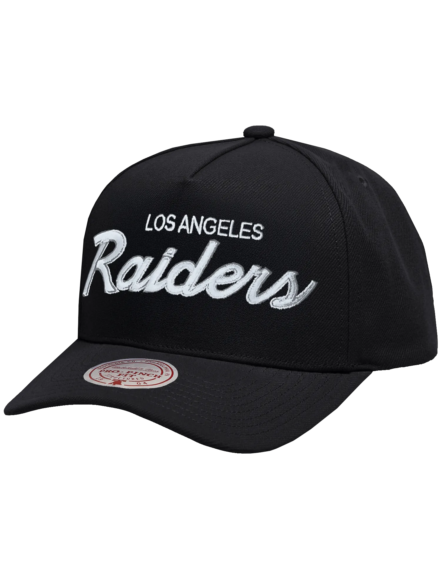 Las Vegas Raiders Mitchell & Ness NFL Script Pro Pinch Snapback Hat - Black