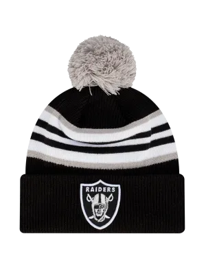 Las Vegas Raiders New Era NFL Stripe Hit Knit Beanie - Black