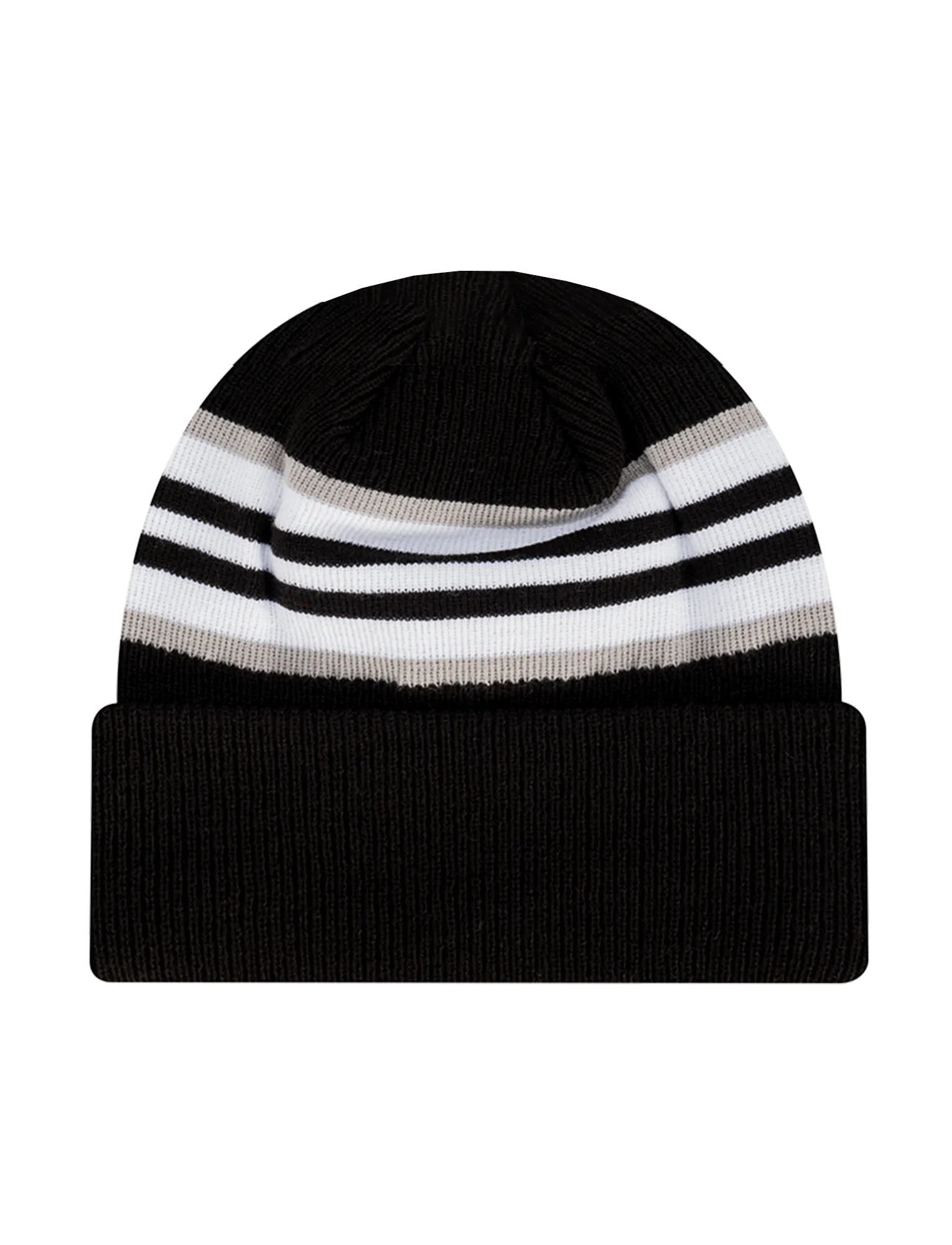 Las Vegas Raiders New Era NFL Stripe Hit Pomless Knit Beanie - Black
