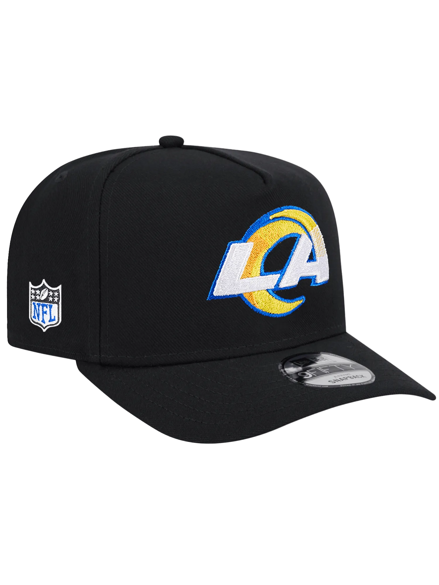 Los Angeles Rams New Era NFL Team 9FIFTY A-Frame Pre-Curved Snapback Hat - Black