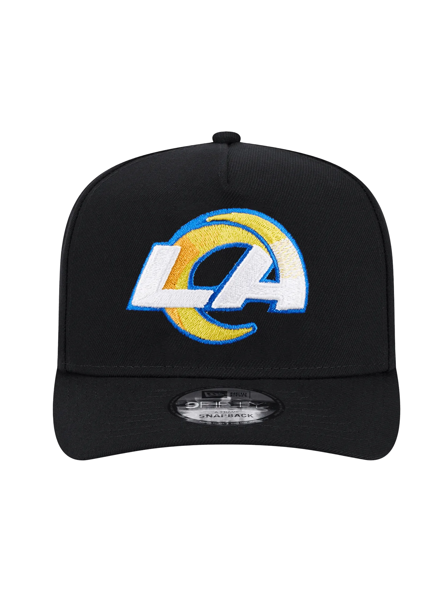Los Angeles Rams New Era NFL Team 9FIFTY A-Frame Pre-Curved Snapback Hat - Black