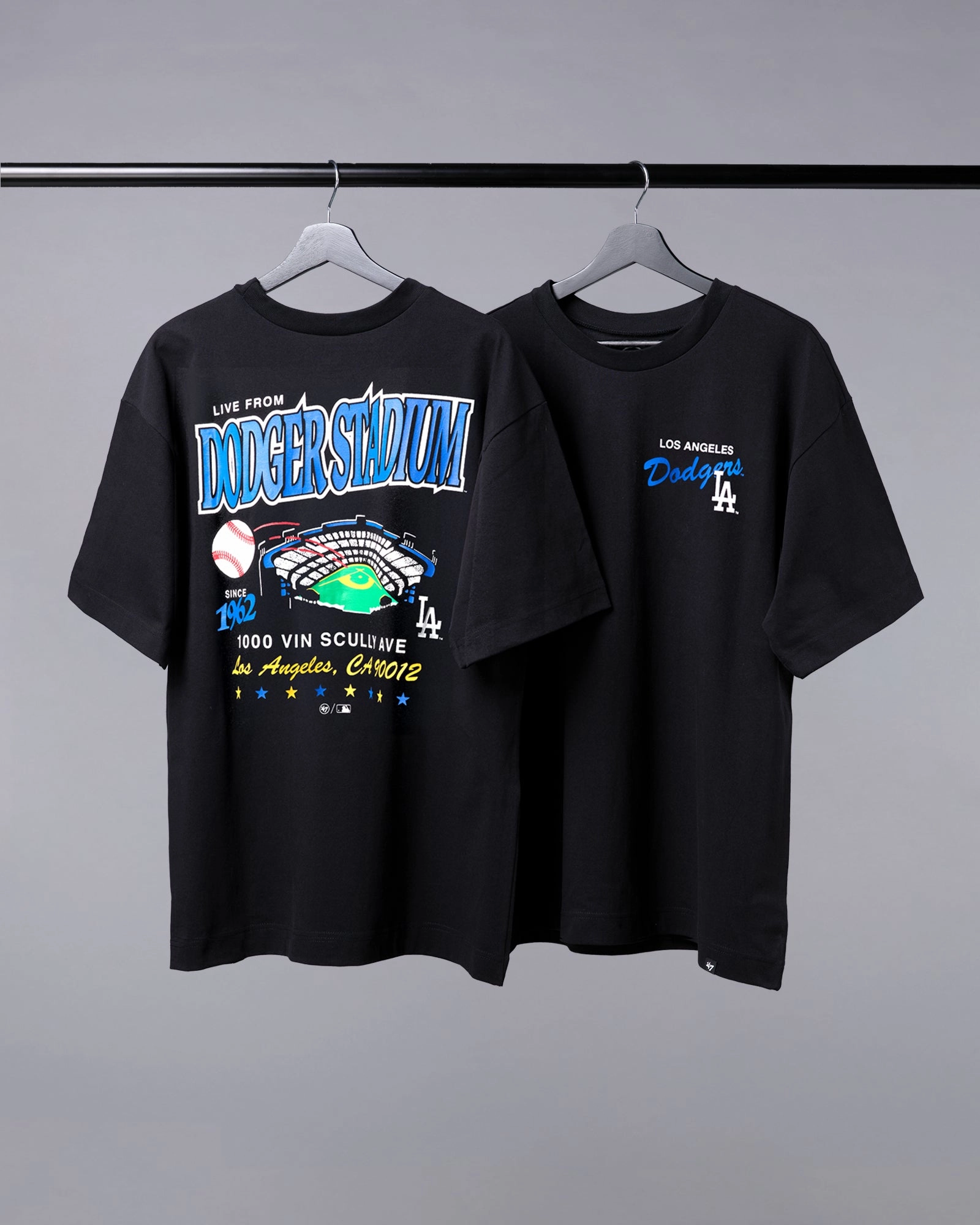 Los Angeles Dodgers '47 MLB Stadium Vintage Foundation T-Shirt - Black