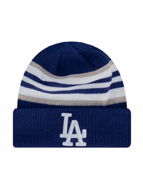 Los Angeles Dodgers New Era MLB Stripe Pomless Hit Knit Beanie - Blue